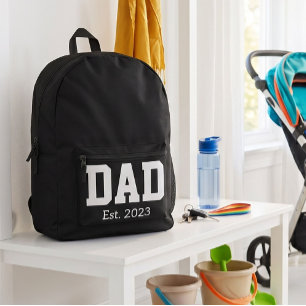 Dad Established Bold Black Text on White Printed Backpack