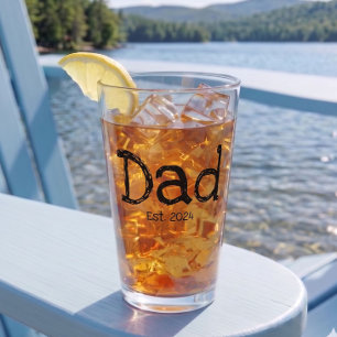 Dad Established Bold Black White Beer Glass