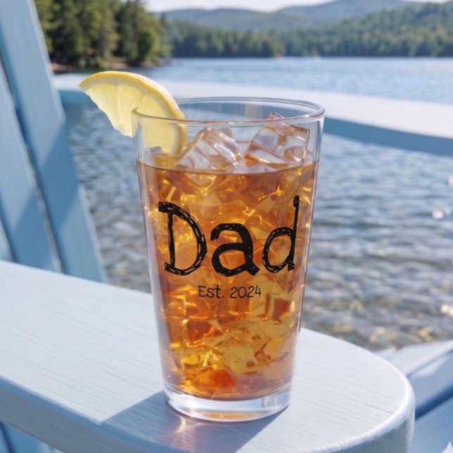 Dad Established Bold Black White Beer Glass (Creator Uploaded)