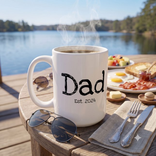 Dad Established Bold Black White Coffee Mug (Creator Uploaded)