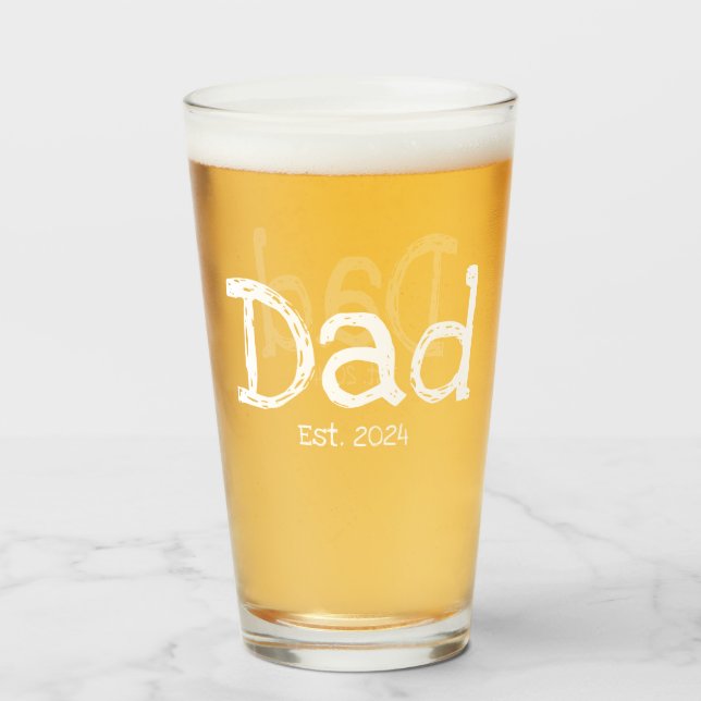 Dad Established Bold Black White Glass (Front Filled)