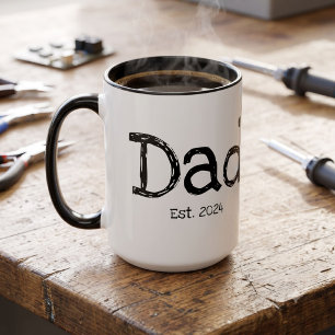 Dad Established Bold Black White Two-Tone Coffee Mug
