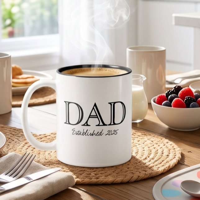 Dad Established Bold Black White Two-Tone Coffee Mug (Creator Uploaded)