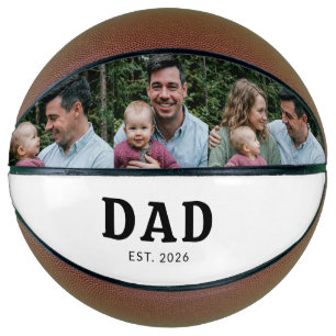 Dad Established Bold Modern Black 3 Photo Basketball