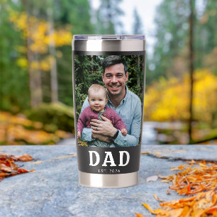 Dad Established Bold Modern Black Photo Insulated Tumbler