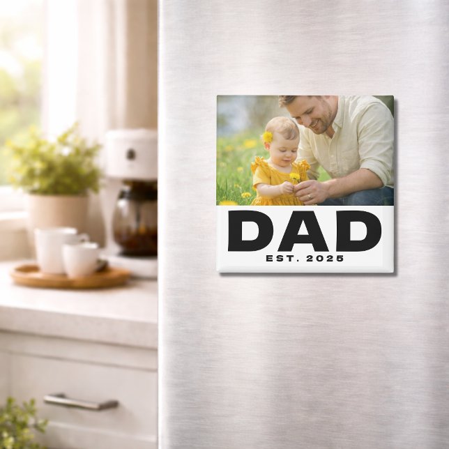 Dad Established Bold Photo Gift Magnet (Creator Uploaded)