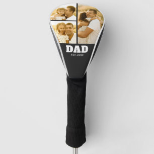 Dad Established Bold Text Black 3 Photo Golf Head Cover