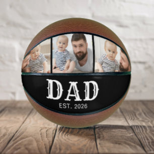 Dad Established Bold Typography Black 3 Photo Basketball