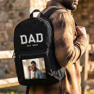 Dad Established Bold White New Dad Year Photo Printed Backpack