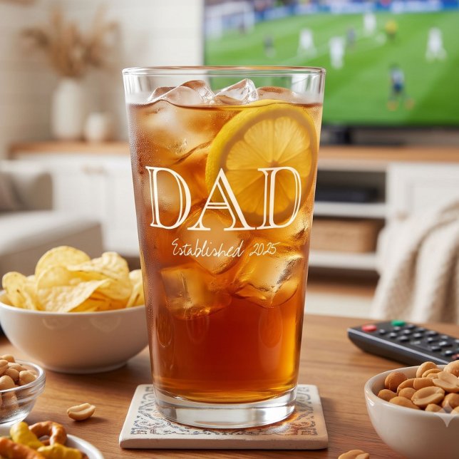 Dad Established Bold White Text Black Beer Glass (Creator Uploaded)