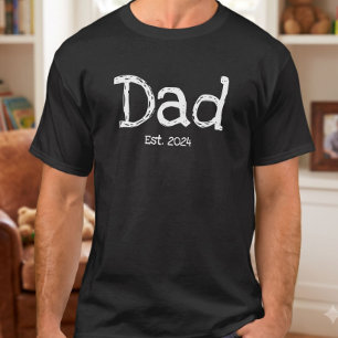 Dad Established Bold White Text Black T-Shirt