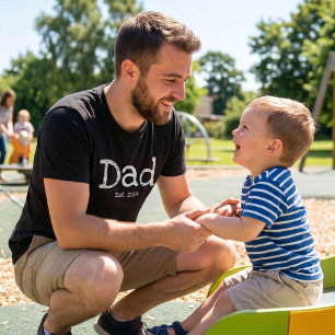 Dad Established Bold White Text Black T-Shirt