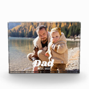 Dad Established Bold White Typography Photo Block