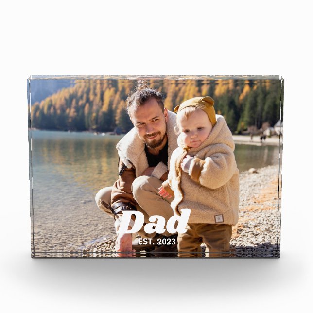 Dad Established Bold White Typography Photo Block (Front)