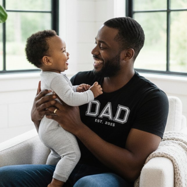 Dad Established Bold White Year New Dad Gift T-Shirt (Creator Uploaded)