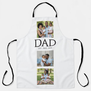 Dad Established Caps Black 3 Photo Fathers Day  Apron