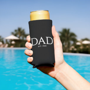Dad Established Classic Caps Black Seltzer Can Cooler