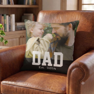 Dad Established Custom Modern Bold Text Cushion