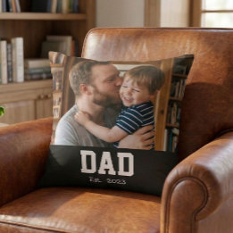 Dad Established Custom Modern Bold Text Cushion