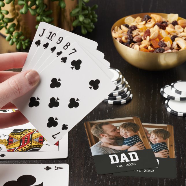 Dad Established Custom Modern Bold Text Playing Cards (In Situ)