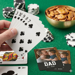 Dad Established Custom Modern Bold Text Playing Cards