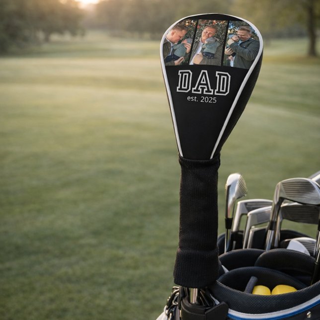 Dad Established Custom Year 3 Photo Golf Head Cover (Creator Uploaded)