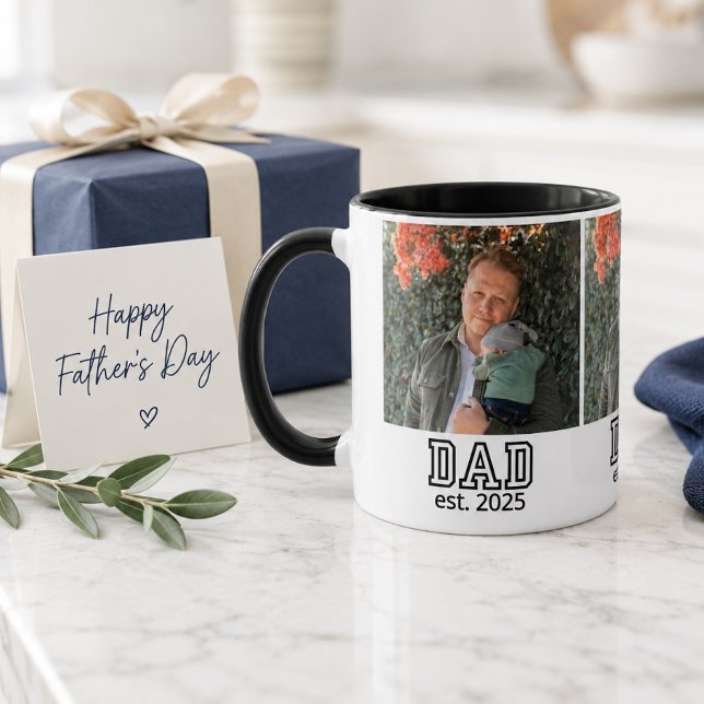 Dad Established Custom Year Photo Father Keepsake Mug (Creator Uploaded)