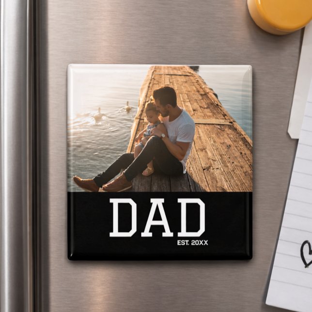 Dad Established Customisable Father's Day Photo Magnet (Creator Uploaded)