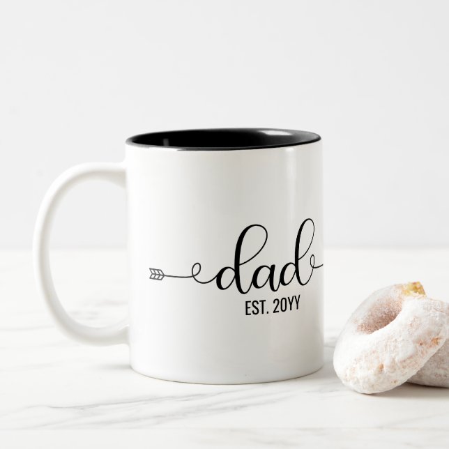 Dad Established, Daddy to be| New Dad gifts Two-Tone Coffee Mug (With Donut)
