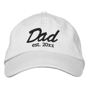 Dad Established date black & white custom script Embroidered Hat