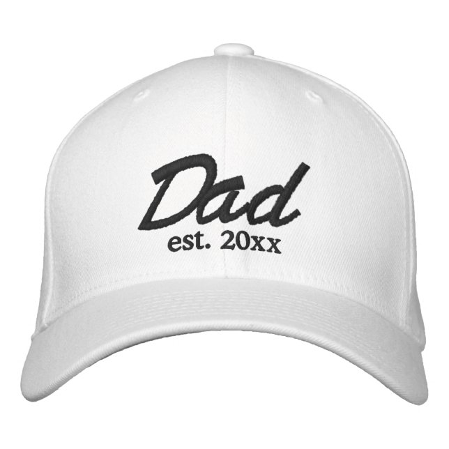 Dad Established date black & white custom script Embroidered Hat (Front)