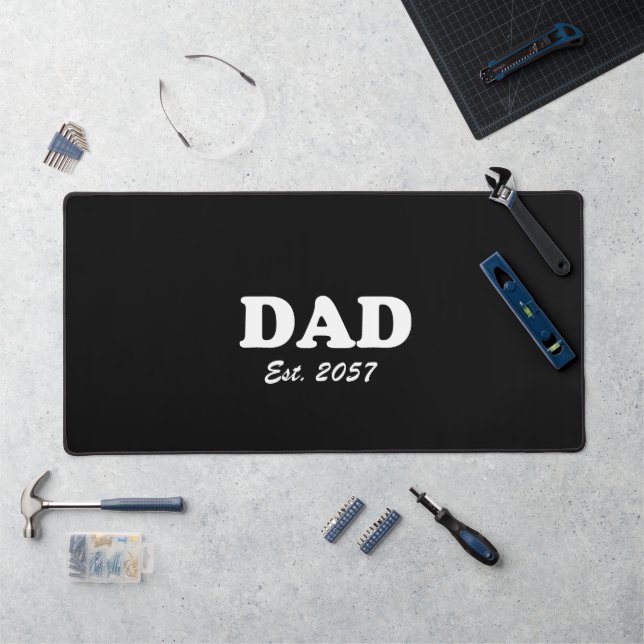 Dad established date modern typography black desk mat (Workstation)