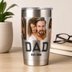 Dad Established Elegant 3 Photo Gifts Black Insulated Tumbler