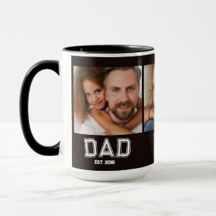 Dad Established Elegant 3 Photo Gifts Black Mug