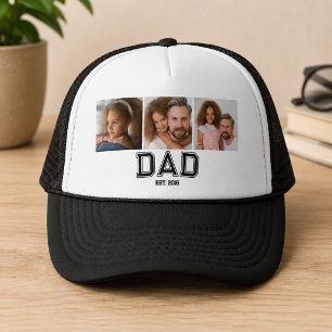 Dad Established Elegant 3 Photo Gifts Trucker Hat
