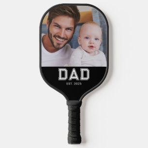 Dad Established Fun Bold Photo Pickleball Paddle