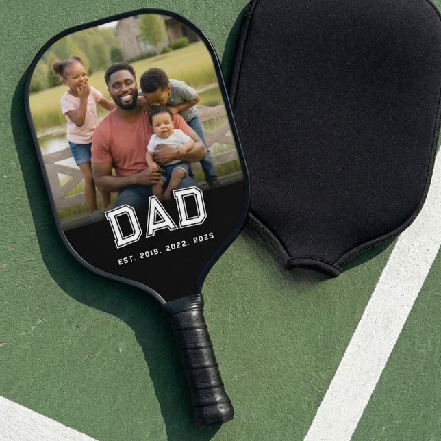 Dad Established Fun Bold Photo Pickleball Paddle (Creator Uploaded)