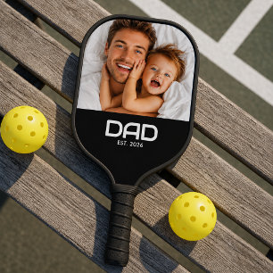 Dad Established Fun Bold Photo Pickleball Paddle