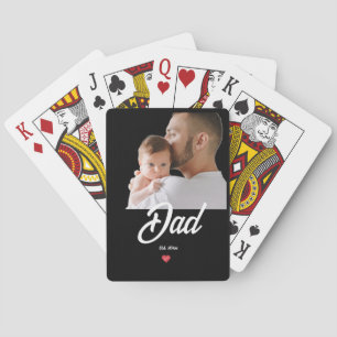 Dad Established Fun Script Photo Heart Gift Playing Cards
