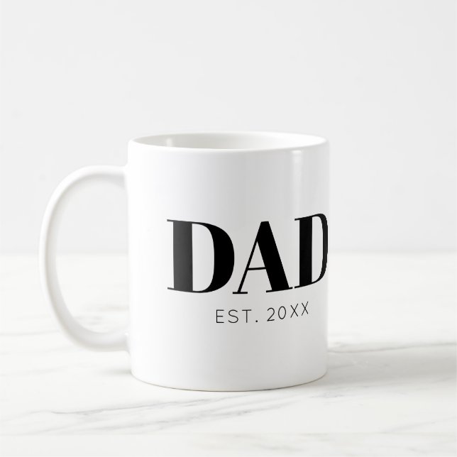 Dad Established Minimal Simple Text Est Year Coffee Mug (Left)