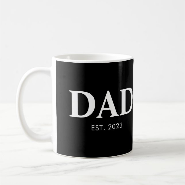 Dad Established Minimal Simple Text Est Year Coffee Mug (Left)