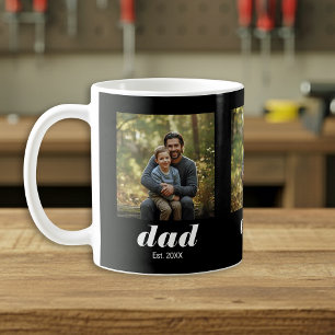 Dad Established Modern 3 Photo Coffee Mug