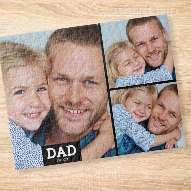 Dad  Established Modern 3 Photo Jigsaw Puzzle (Creator Uploaded)