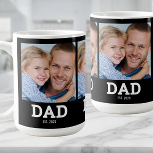 Dad Established Modern Black 3 Photo Coffee Mug