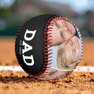 Dad Established Modern Black 3 Photo Collage Baseball