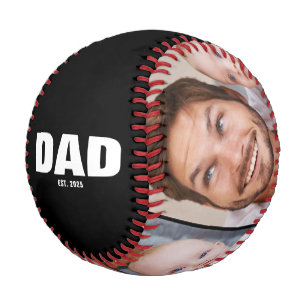 Dad Established Modern Black 3 Photo Collage Baseball