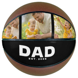 Dad Established Modern Bold Black 3 Photo Basketball