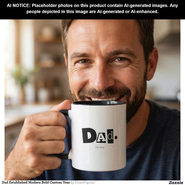 Dad Established Modern Bold Custom Year Mug (Creator Uploaded)