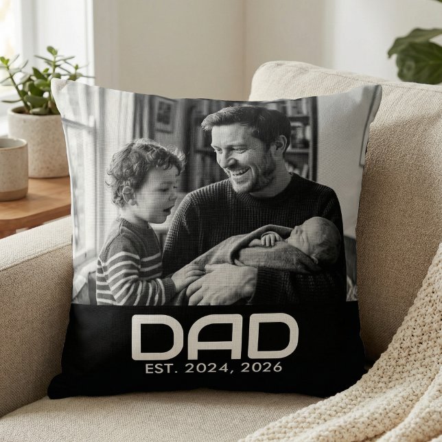 Dad Established Modern Bold Photo Cushion (Creator Uploaded)