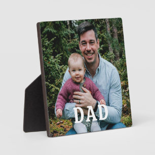 Dad Established Modern Bold Photo Gift Plaque